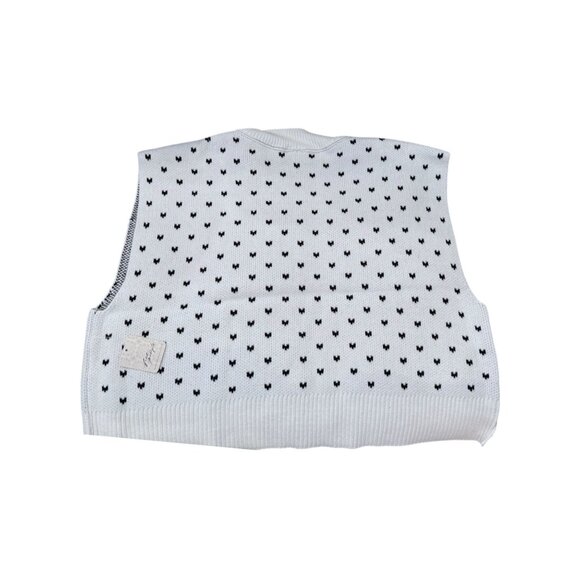 Free People East Street Ivory & Black Pattern Knit Sweater Boxy Crop Vest M NWT - Picture 3 of 7